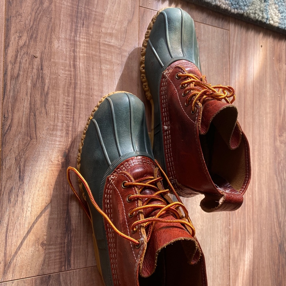 Womens ll bean duck boots leather upper